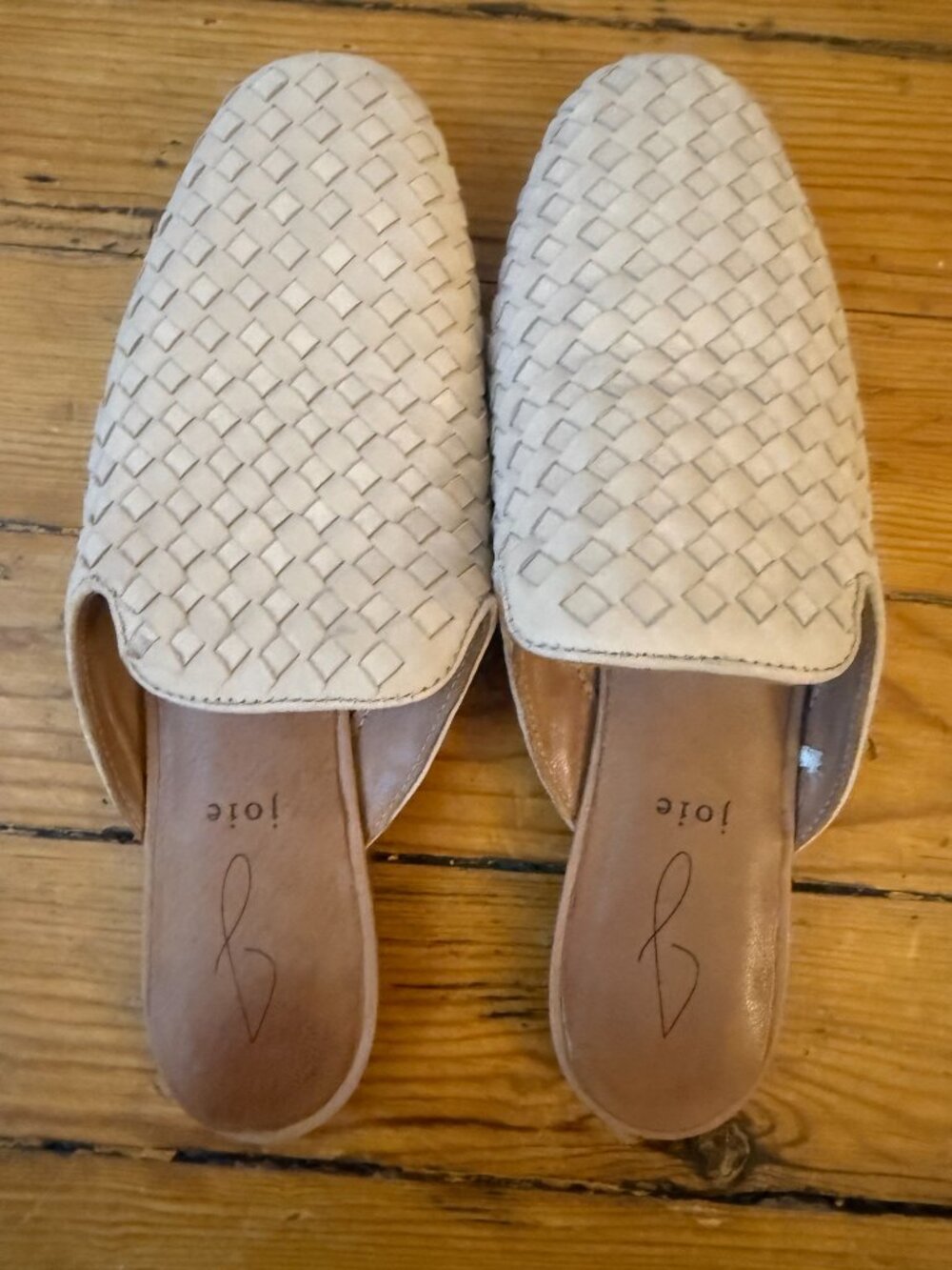 joie woven leather slip on mule - ivory/white - size 8